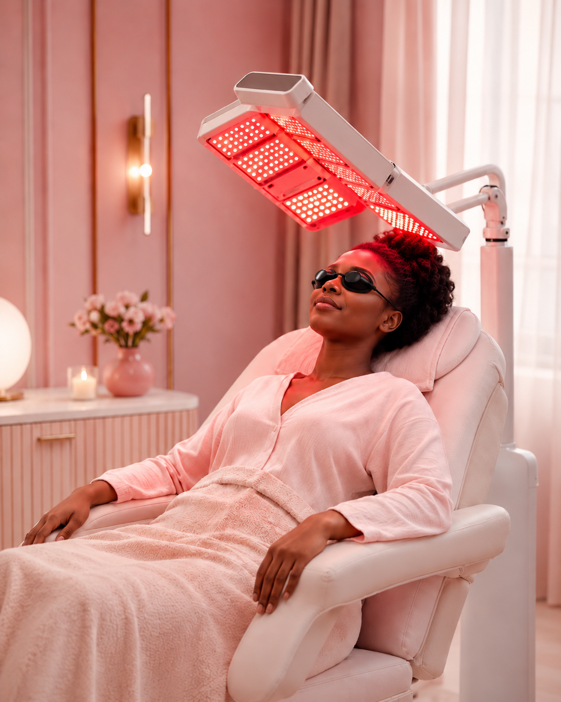 Wellness light therapy and photobiomodulation atmosphere